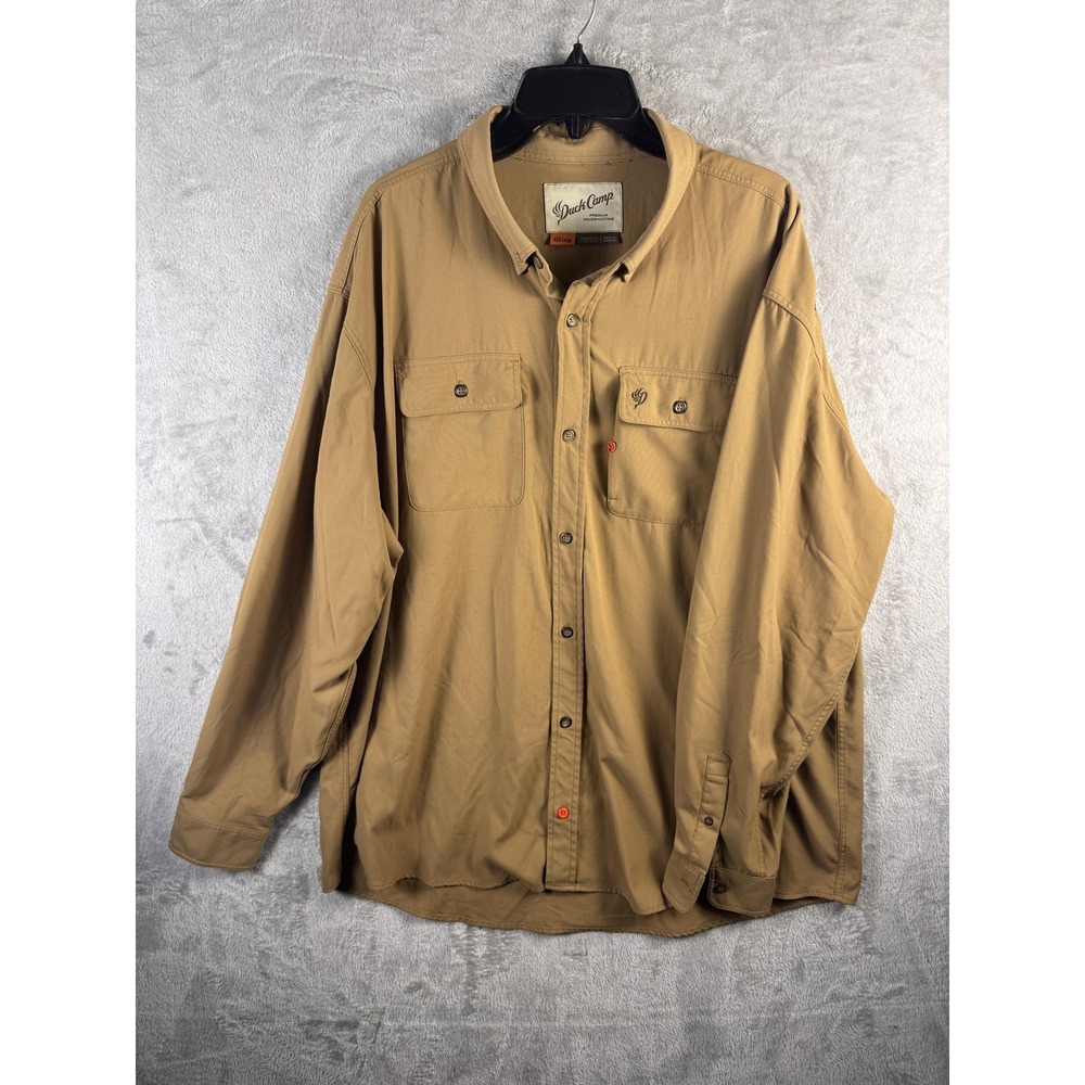Duck Camp Wingshooting Shirt Mens 3XL Beige Nylon Long Sleeve Hunting Outdoor
